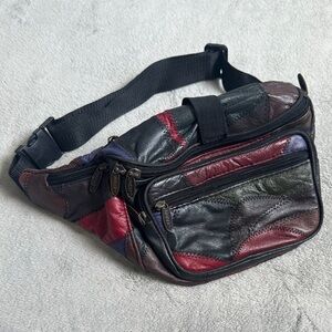 Vintage Patchwork Tinder Leather Waist Bag